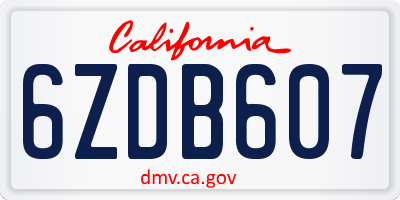 CA license plate 6ZDB607