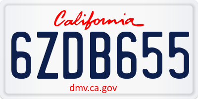 CA license plate 6ZDB655