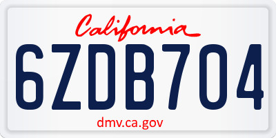 CA license plate 6ZDB704