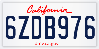 CA license plate 6ZDB976