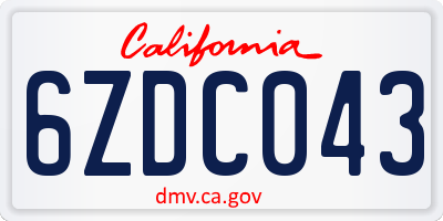 CA license plate 6ZDC043