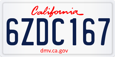 CA license plate 6ZDC167