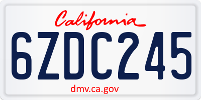 CA license plate 6ZDC245