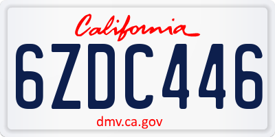 CA license plate 6ZDC446