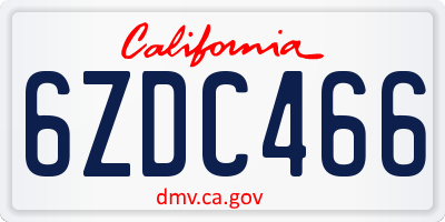 CA license plate 6ZDC466