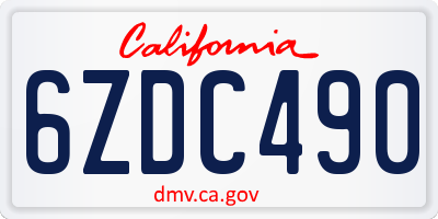 CA license plate 6ZDC490