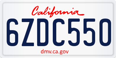 CA license plate 6ZDC550