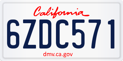 CA license plate 6ZDC571