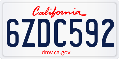 CA license plate 6ZDC592