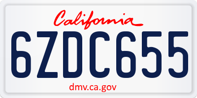CA license plate 6ZDC655