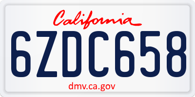 CA license plate 6ZDC658