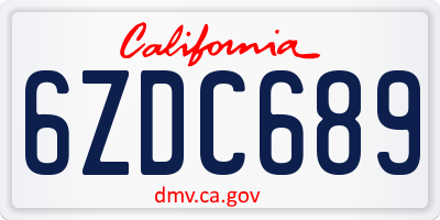 CA license plate 6ZDC689