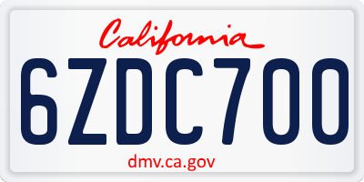 CA license plate 6ZDC700
