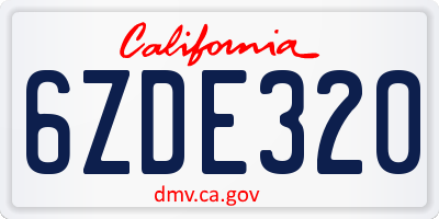 CA license plate 6ZDE320