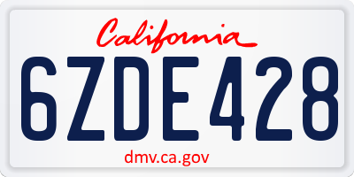 CA license plate 6ZDE428