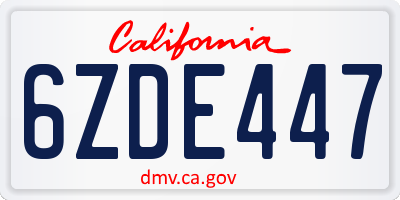 CA license plate 6ZDE447