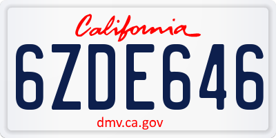 CA license plate 6ZDE646