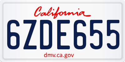 CA license plate 6ZDE655