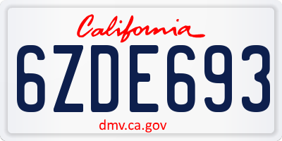 CA license plate 6ZDE693