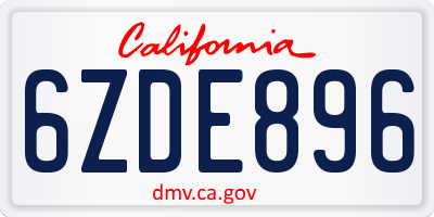 CA license plate 6ZDE896