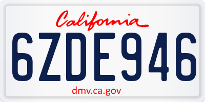 CA license plate 6ZDE946