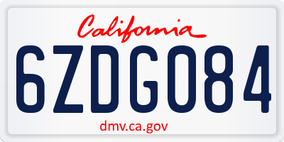 CA license plate 6ZDG084