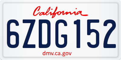 CA license plate 6ZDG152