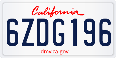 CA license plate 6ZDG196