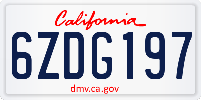 CA license plate 6ZDG197