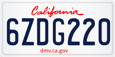 CA license plate 6ZDG220