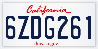 CA license plate 6ZDG261