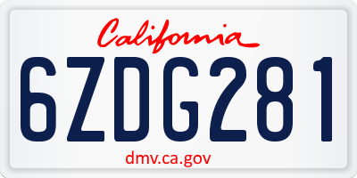 CA license plate 6ZDG281
