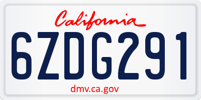 CA license plate 6ZDG291