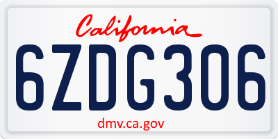 CA license plate 6ZDG306