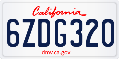 CA license plate 6ZDG320