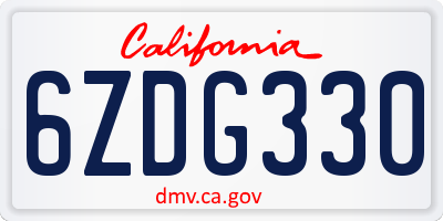 CA license plate 6ZDG330