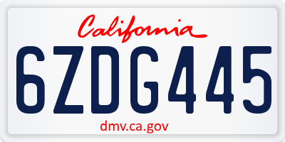 CA license plate 6ZDG445