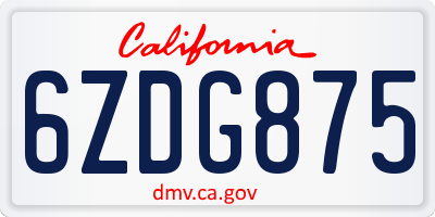 CA license plate 6ZDG875