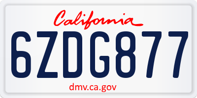 CA license plate 6ZDG877