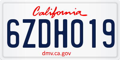 CA license plate 6ZDH019