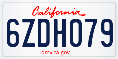 CA license plate 6ZDH079