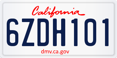 CA license plate 6ZDH101