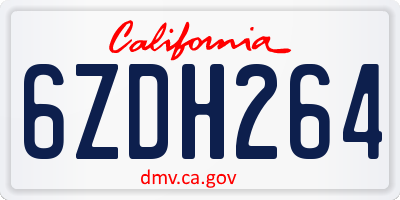 CA license plate 6ZDH264