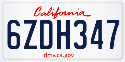 CA license plate 6ZDH347
