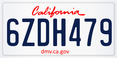 CA license plate 6ZDH479