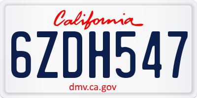 CA license plate 6ZDH547