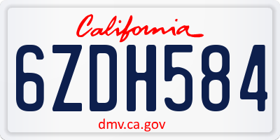 CA license plate 6ZDH584