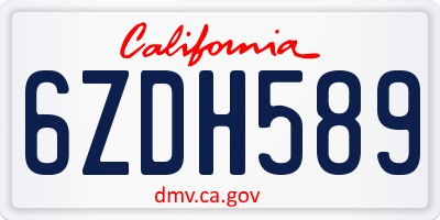 CA license plate 6ZDH589