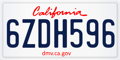 CA license plate 6ZDH596