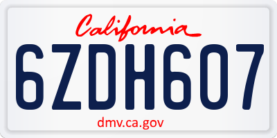 CA license plate 6ZDH607